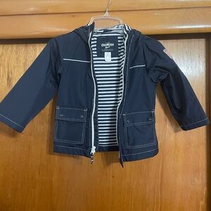 OshKosh B'gosh Blue Hooded Jacket with Striped Lining